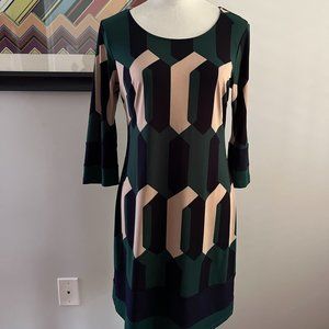 EnFocus Geometric Print Retro Sheath Dress SZ 8
